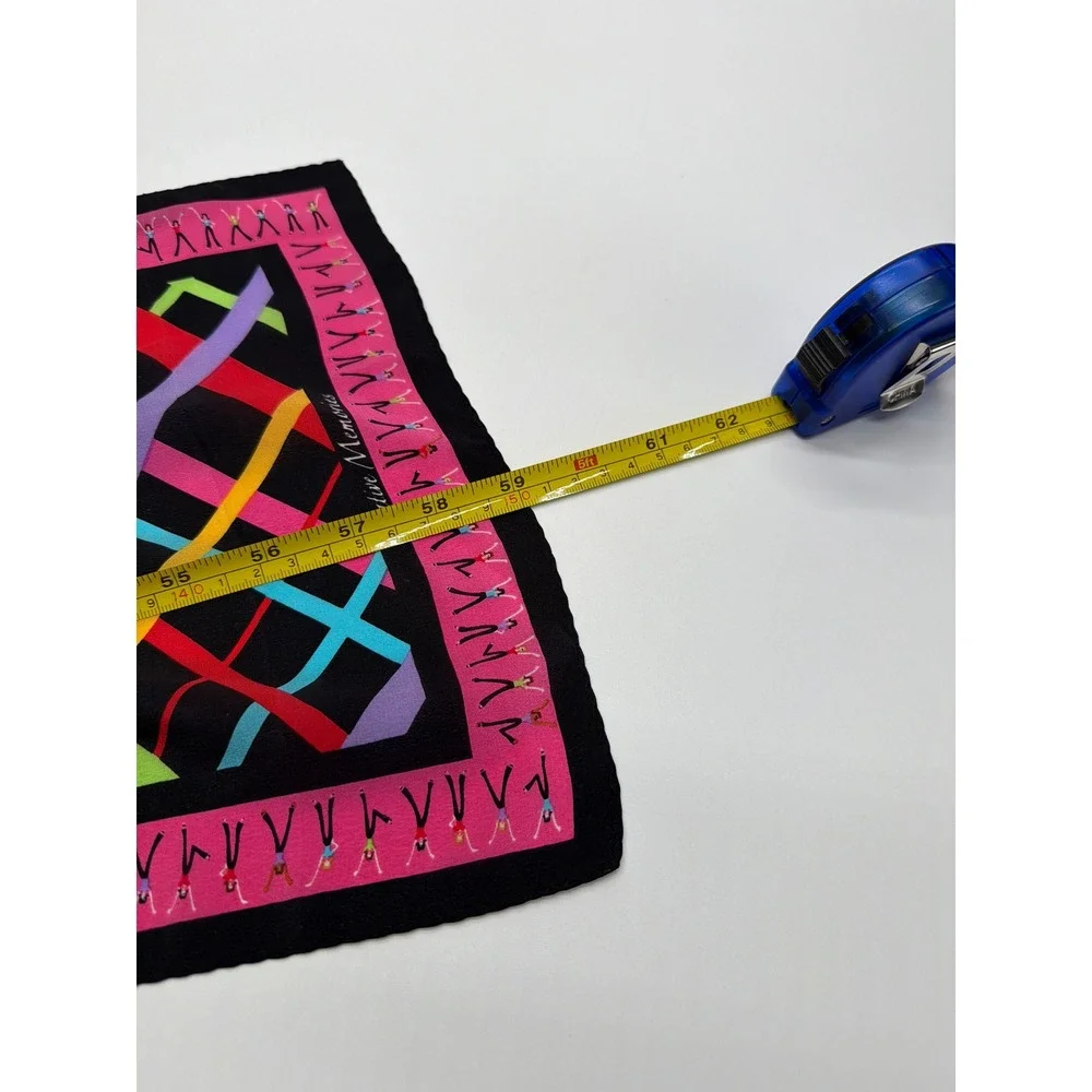 Creative Memories Silk Scarf Multicolor Geometric Lattice Figure Print 11x59‎